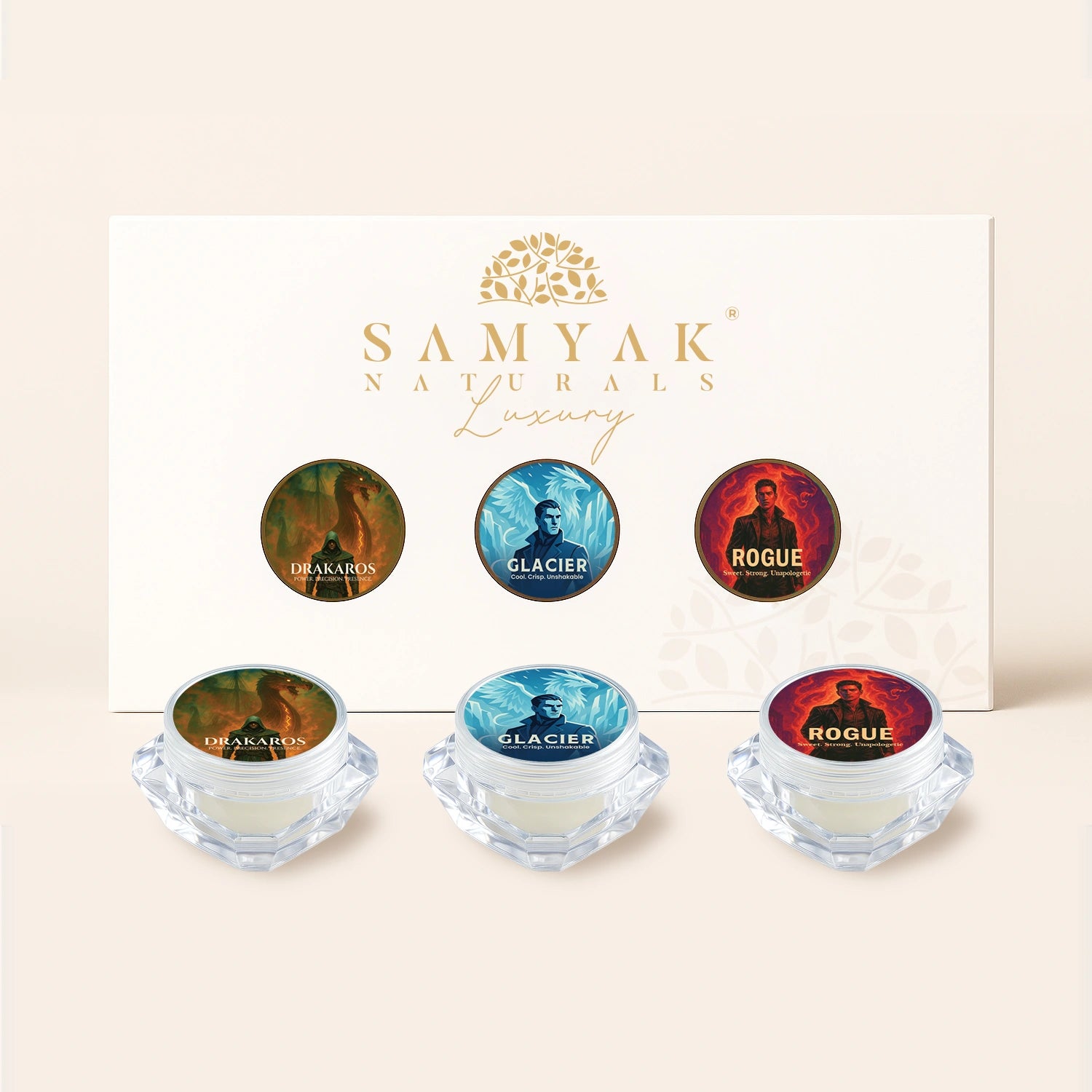 Men’s Solid Perfume Trio – Drakaros, Glacier & Rogue