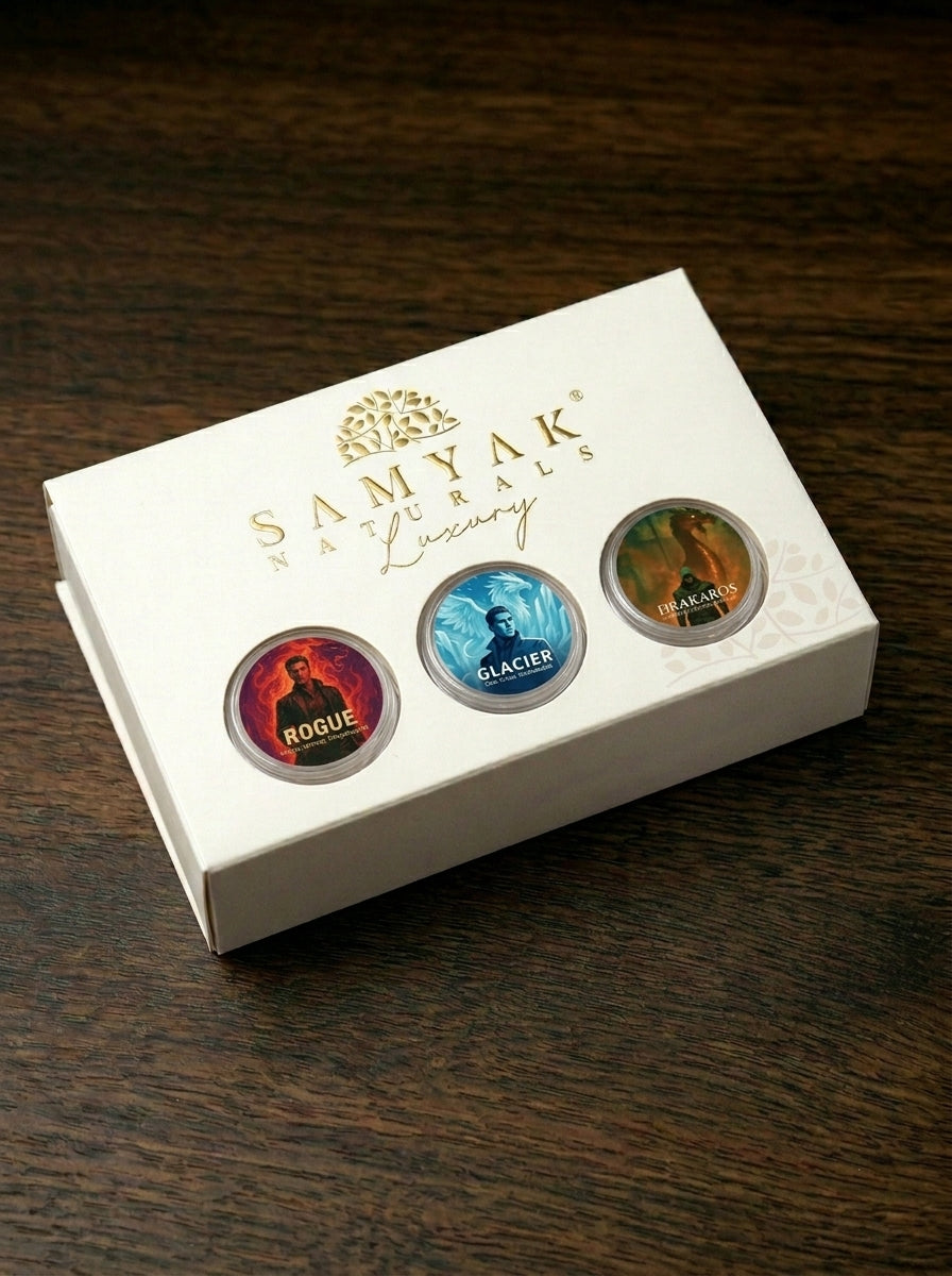 Men’s Solid Perfume Trio Discovery Set – Drakaros, Glacier & Rogue 3g